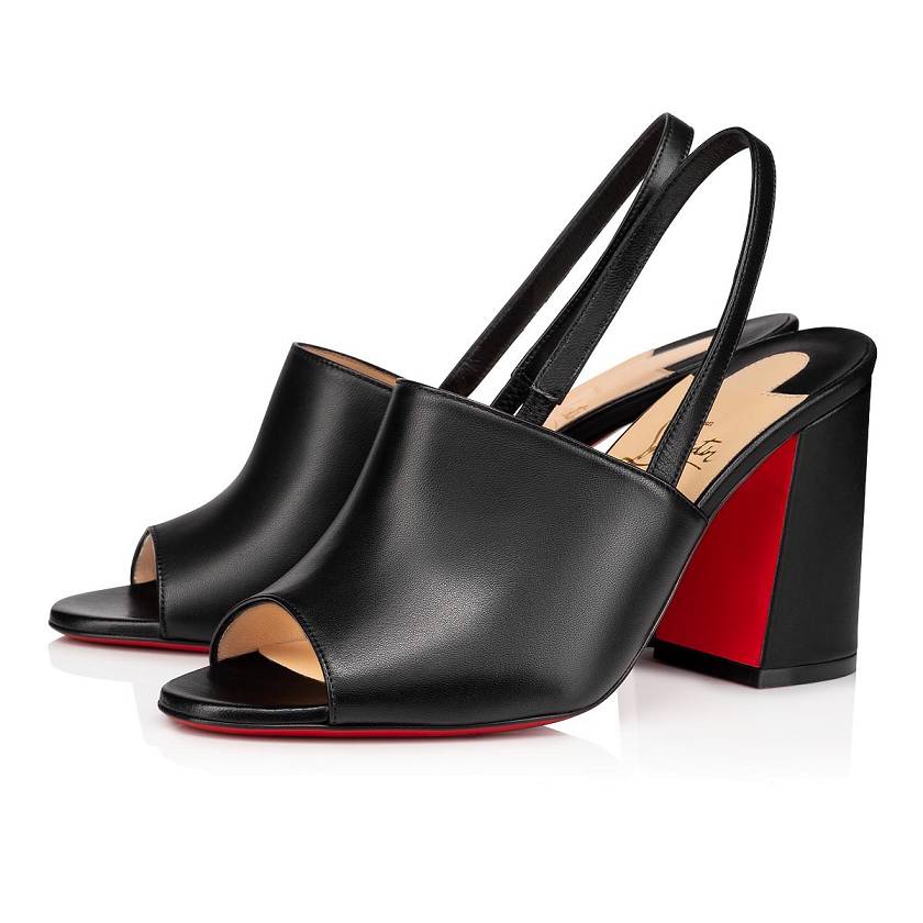 Women's Christian Louboutin Pigasling 85mm Leather Sandals - Black [8236-409]